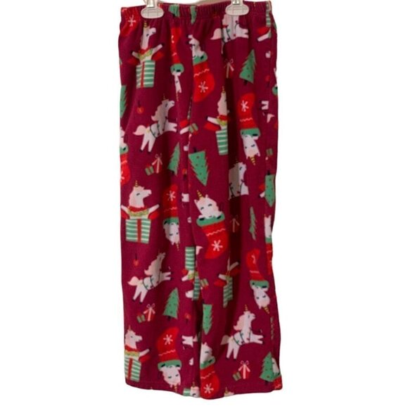 Carter's Girl Fleece Christmas Llama Pajama Sleep Pants Size 10/10A Red - Picture 1 of 9